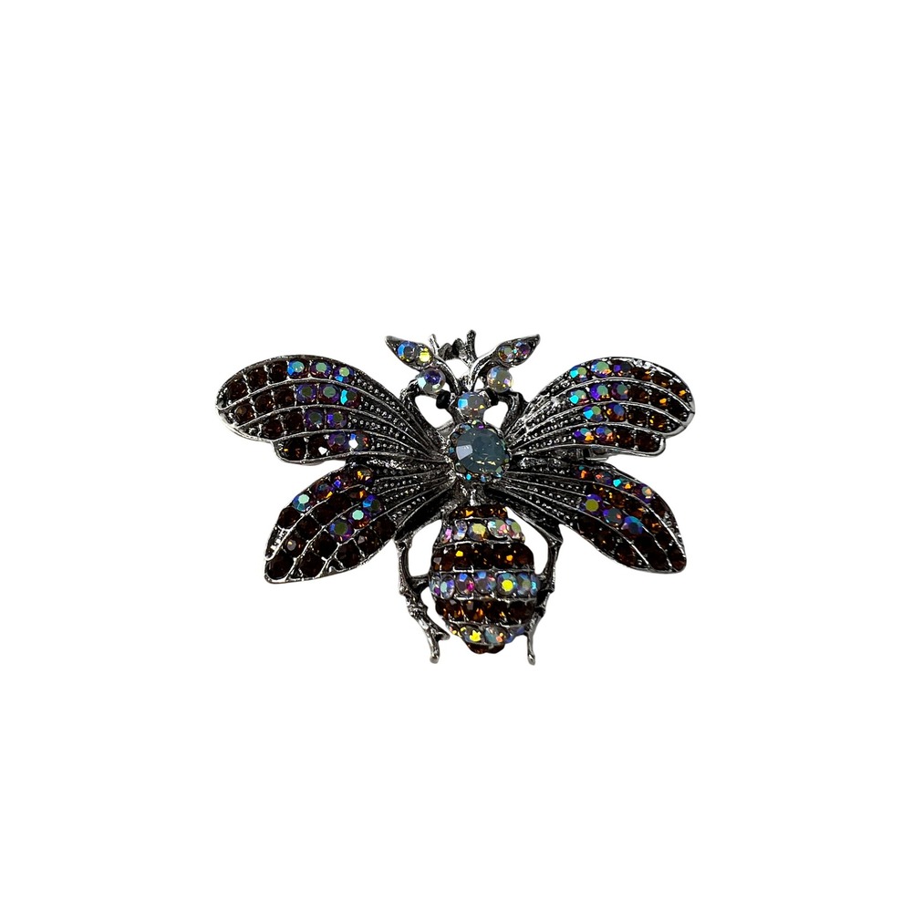 Vintage Style Silver Tone AB Rhinestone Bee Brooch Pin Crystal Insect